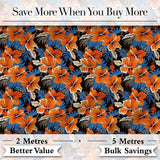 Bold Orange Hibiscus Dark Tropical Floral Seamless Pattern Digital Print Fabric by the Metre UK Sewing Quilting Textile