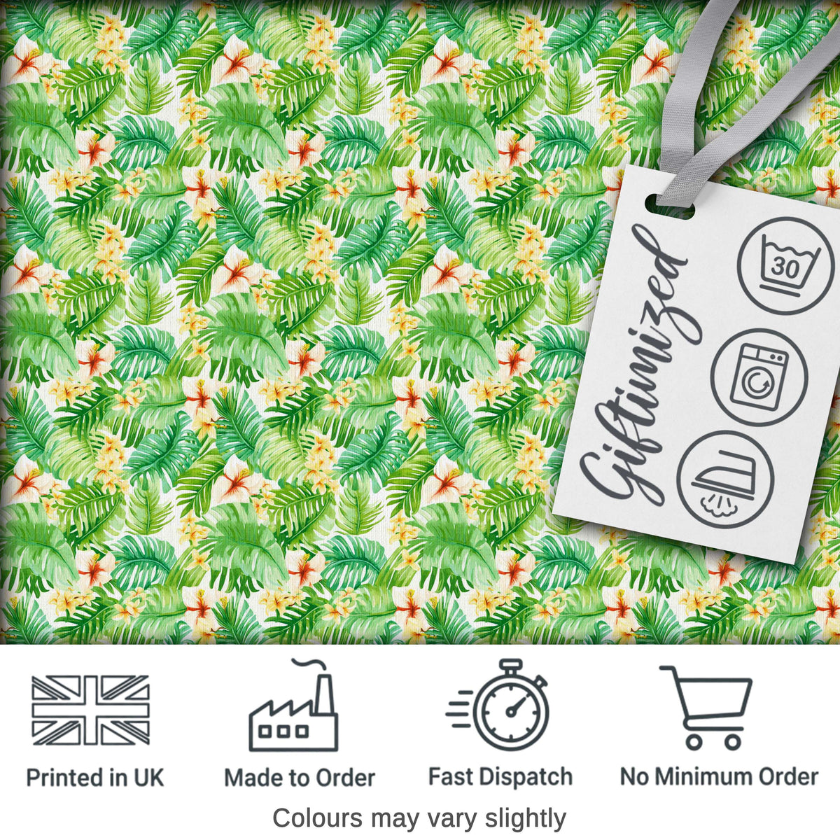 Fresh Green Tropical Leaves Floral Seamless Pattern Digital Print Fabric by the Metre UK Sewing Quilting Textile