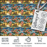 Exotic Island Hibiscus Ocean Wave Scenic Seamless Pattern Digital Print Fabric by the Metre UK Sewing Quilting Textile