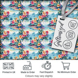 Pastel Tropical Lagoon Hibiscus Scenic Seamless Pattern Digital Print Fabric by the Metre UK Sewing Quilting Textile