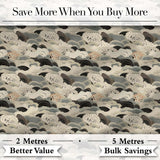 Elegant Ocean Waves Neutral Tones Seamless Pattern Art Digital Print Fabric by the Metre UK Sewing Quilting Textile