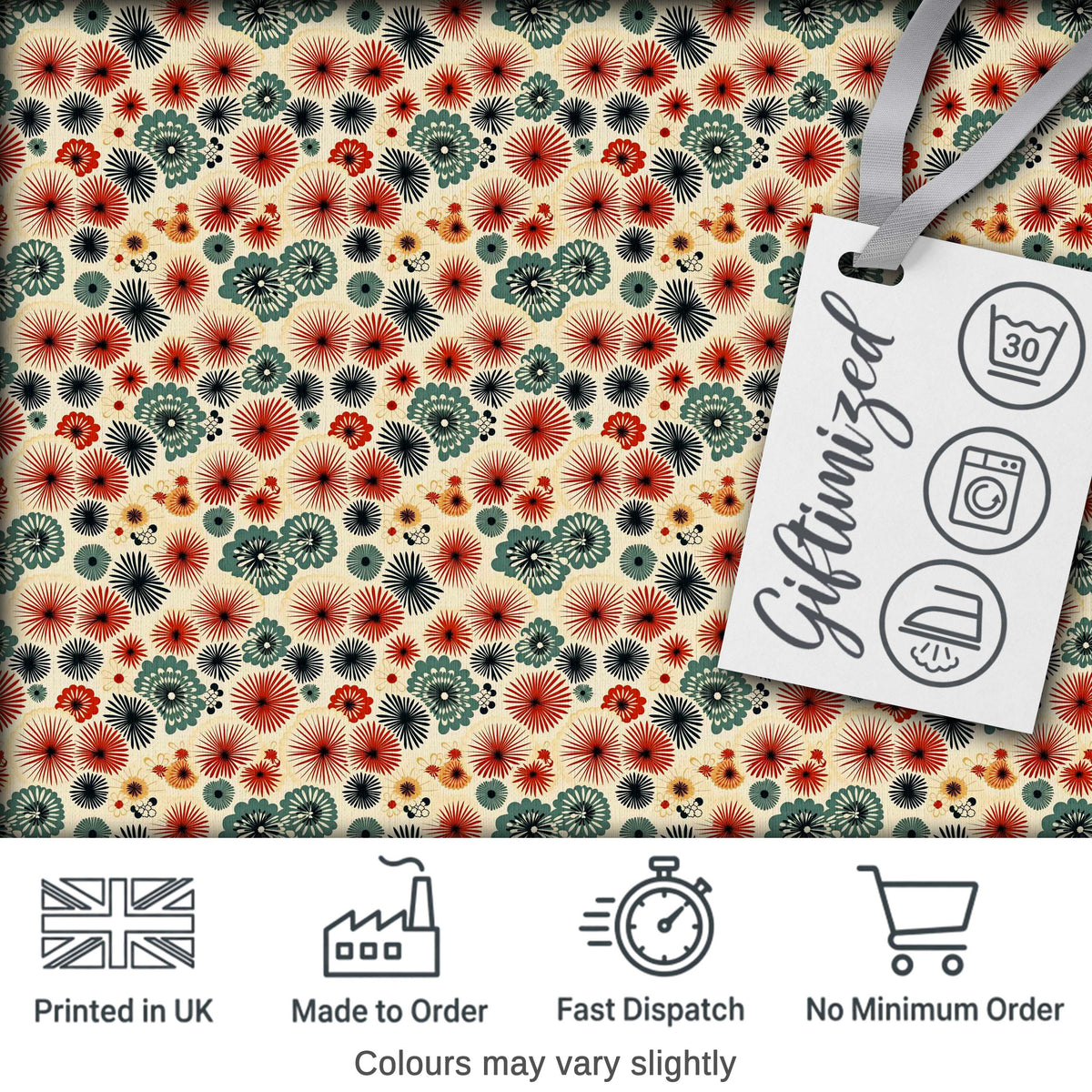 Floral Burst Ditsy Flowers Seamless Pattern Art Digital Print Fabric by the Metre UK Sewing Quilting Textile