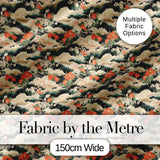 Vintage Floral Waves Chrysanthemum Seamless Pattern Art Digital Print Fabric by the Metre UK Sewing Quilting Textile