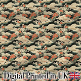 Vintage Floral Waves Chrysanthemum Seamless Pattern Art Digital Print Fabric by the Metre UK Sewing Quilting Textile