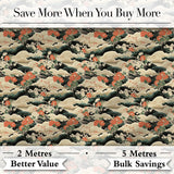 Vintage Floral Waves Chrysanthemum Seamless Pattern Art Digital Print Fabric by the Metre UK Sewing Quilting Textile