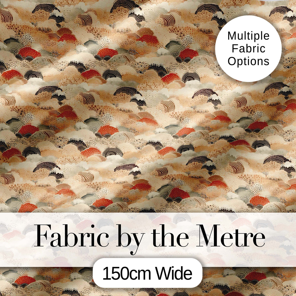 Earth Tone Abstract Waves Geometric Seamless Pattern Art Digital Print Fabric by the Metre UK Sewing Quilting Textile