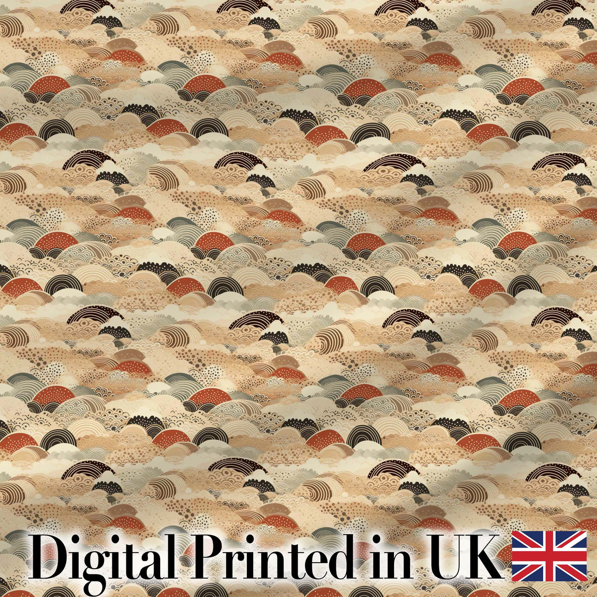 Earth Tone Abstract Waves Geometric Seamless Pattern Art Digital Print Fabric by the Metre UK Sewing Quilting Textile