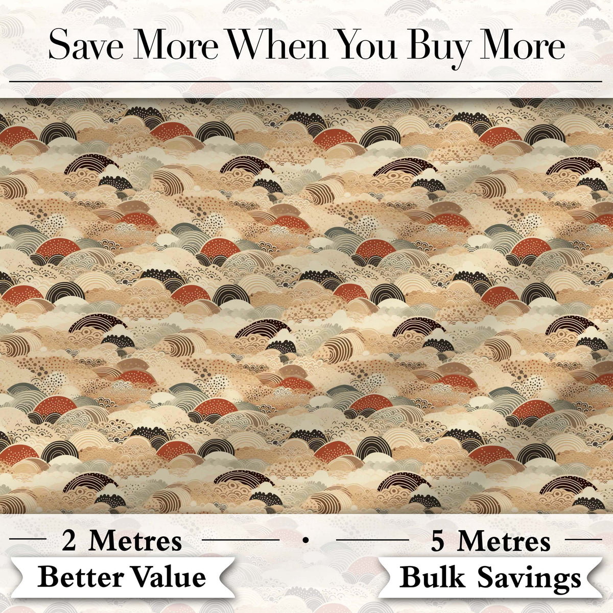 Earth Tone Abstract Waves Geometric Seamless Pattern Art Digital Print Fabric by the Metre UK Sewing Quilting Textile