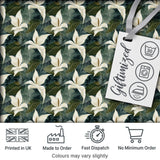 Elegant White Lily Floral Dark Leaves Seamless Pattern Digital Print Fabric by the Metre UK Sewing Quilting Textile