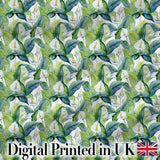 Fresh Green Lily Leaves Botanical Seamless Pattern Digital Print Fabric by the Metre UK Sewing Quilting Textile