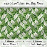 Lush Green Peace Lily Leaves Botanical Seamless Pattern Digital Print Fabric by the Metre UK Sewing Quilting Textile