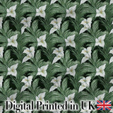 Dark Vintage Lily Leaves Floral Textile Seamless Pattern Digital Print Fabric by the Metre UK Sewing Quilting Textile