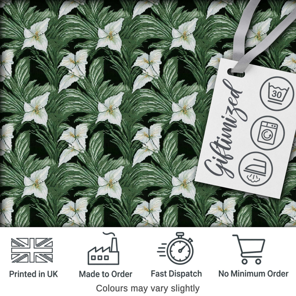 Dark Vintage Lily Leaves Floral Textile Seamless Pattern Digital Print Fabric by the Metre UK Sewing Quilting Textile