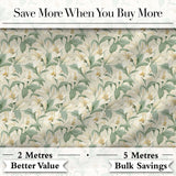 Soft Cream Lily Floral Vintage Seamless Pattern Digital Print Fabric by the Metre UK Sewing Quilting Textile