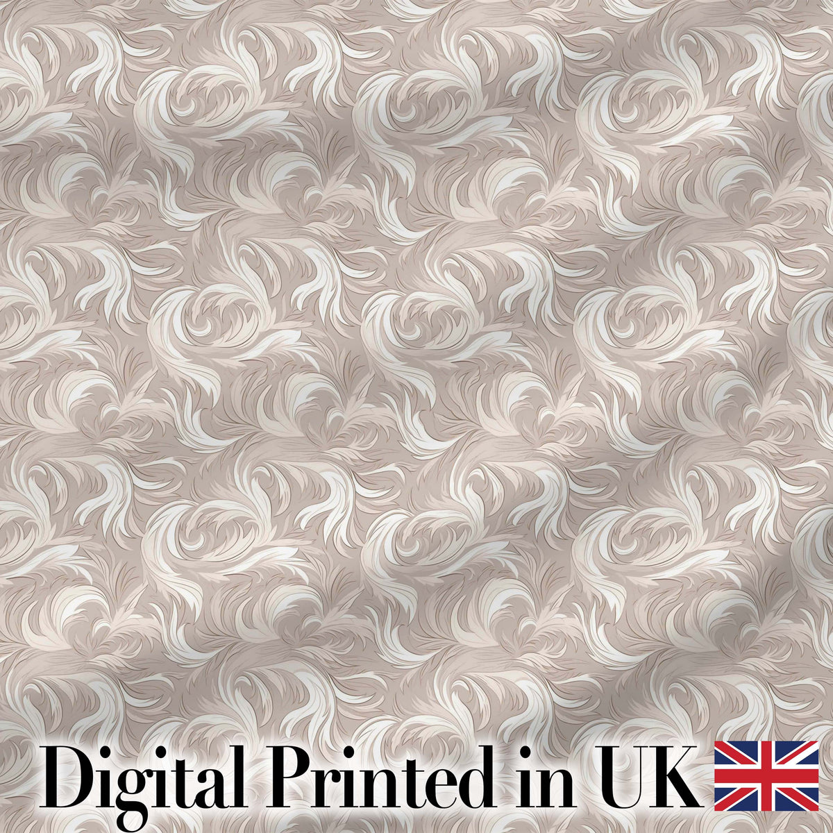 Classic Beige Swirl Damask Ornamental Seamless Pattern Digital Print Fabric by the Metre UK Sewing Quilting Textile