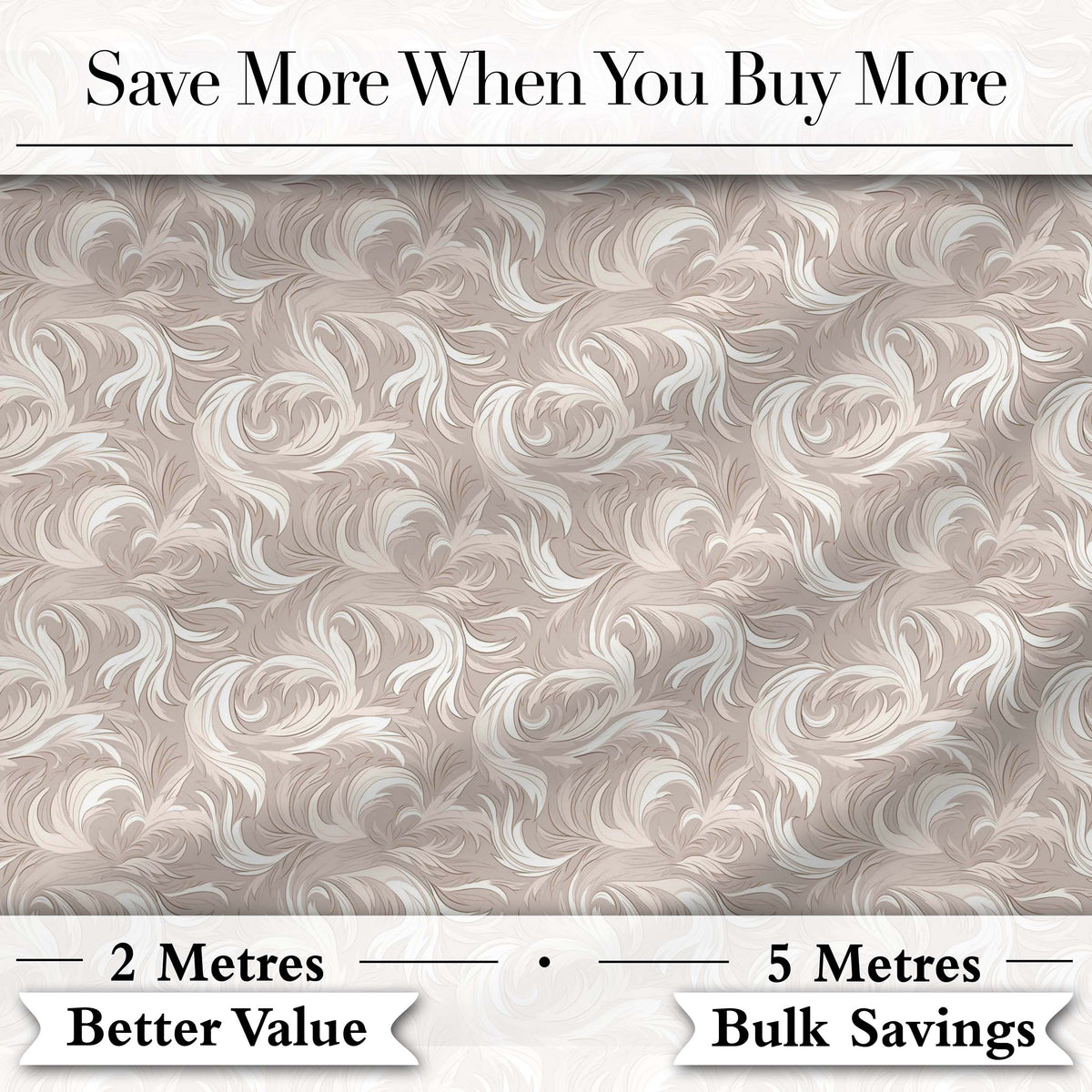 Classic Beige Swirl Damask Ornamental Seamless Pattern Digital Print Fabric by the Metre UK Sewing Quilting Textile