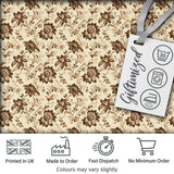 Vintage Brown Floral Garden Seamless Pattern Digital Print Fabric by the Metre UK Sewing Quilting Textile