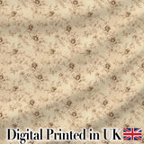 Antique Sepia Floral Vine Botanical Seamless Pattern Digital Print Fabric by the Metre UK Sewing Quilting Textile