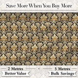 Luxury Gold Leaf Damask on Black Background Seamless Pattern Digital Print Fabric by the Metre UK Sewing Quilting Textile