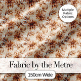 Soft Brown Floral Blossom Vintage Seamless Pattern Digital Print Fabric by the Metre UK Sewing Quilting Textile