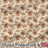 Soft Brown Floral Blossom Vintage Seamless Pattern Digital Print Fabric by the Metre UK Sewing Quilting Textile