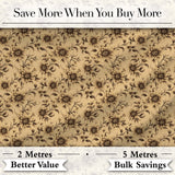 Classic Sepia Daisy Floral Botanical Seamless Pattern Digital Print Fabric by the Metre UK Sewing Quilting Textile