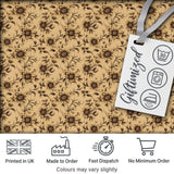 Classic Sepia Daisy Floral Botanical Seamless Pattern Digital Print Fabric by the Metre UK Sewing Quilting Textile