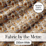 Warm Beige Botanical Flower Garden Seamless Pattern Digital Print Fabric by the Metre UK Sewing Quilting Textile