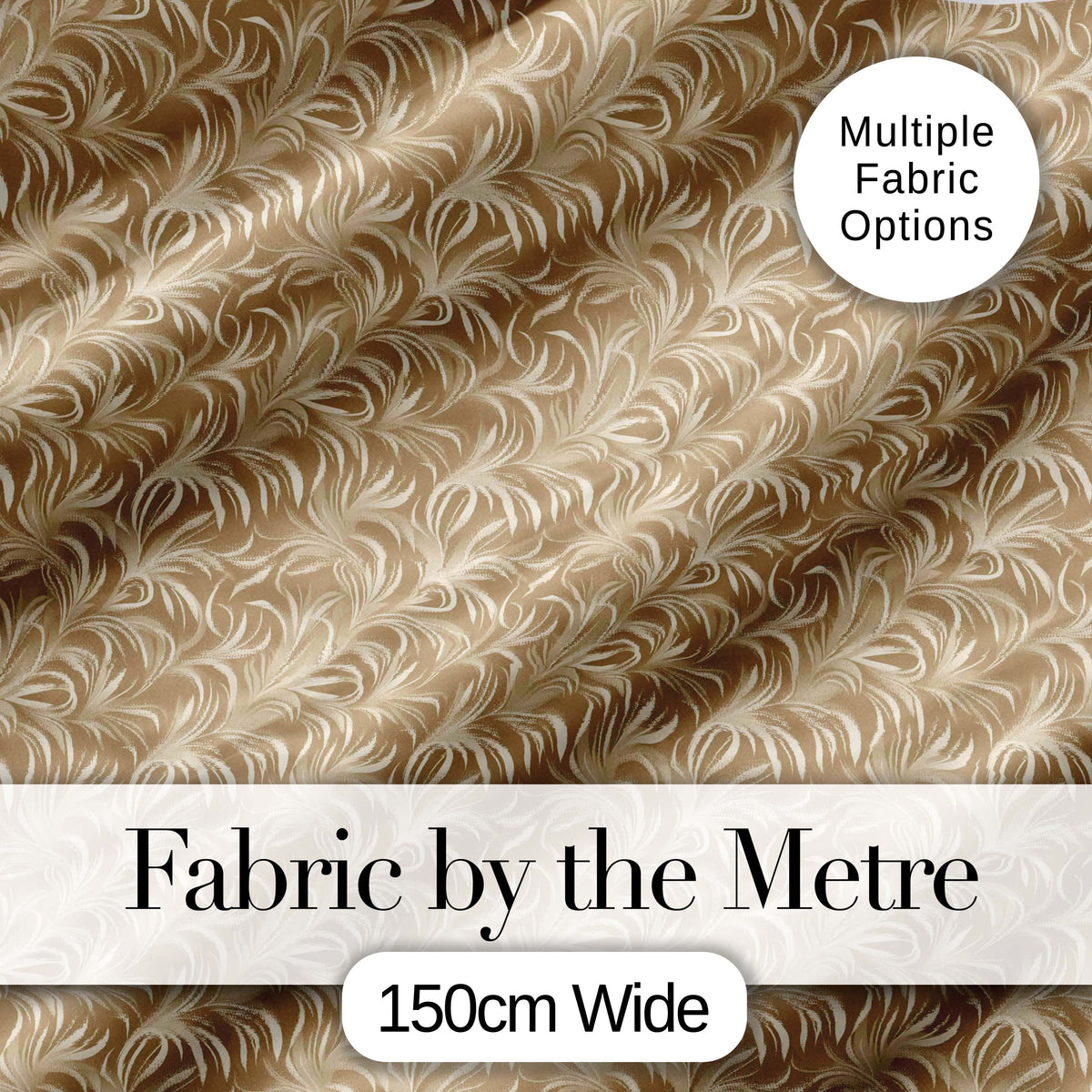 Abstract Taupe Leaf Swirl Artistic Seamless Pattern Digital Print Fabric by the Metre UK Sewing Quilting Textile