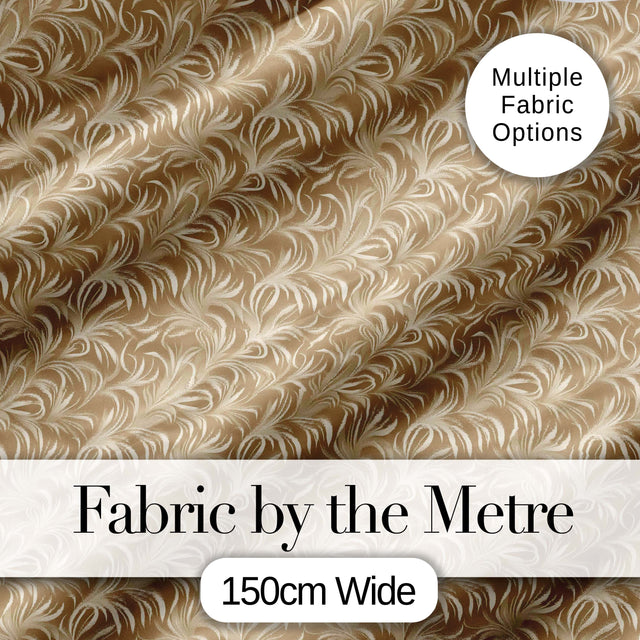 Abstract Taupe Leaf Swirl Artistic Seamless Pattern Digital Print Fabric by the Metre UK Sewing Quilting Textile
