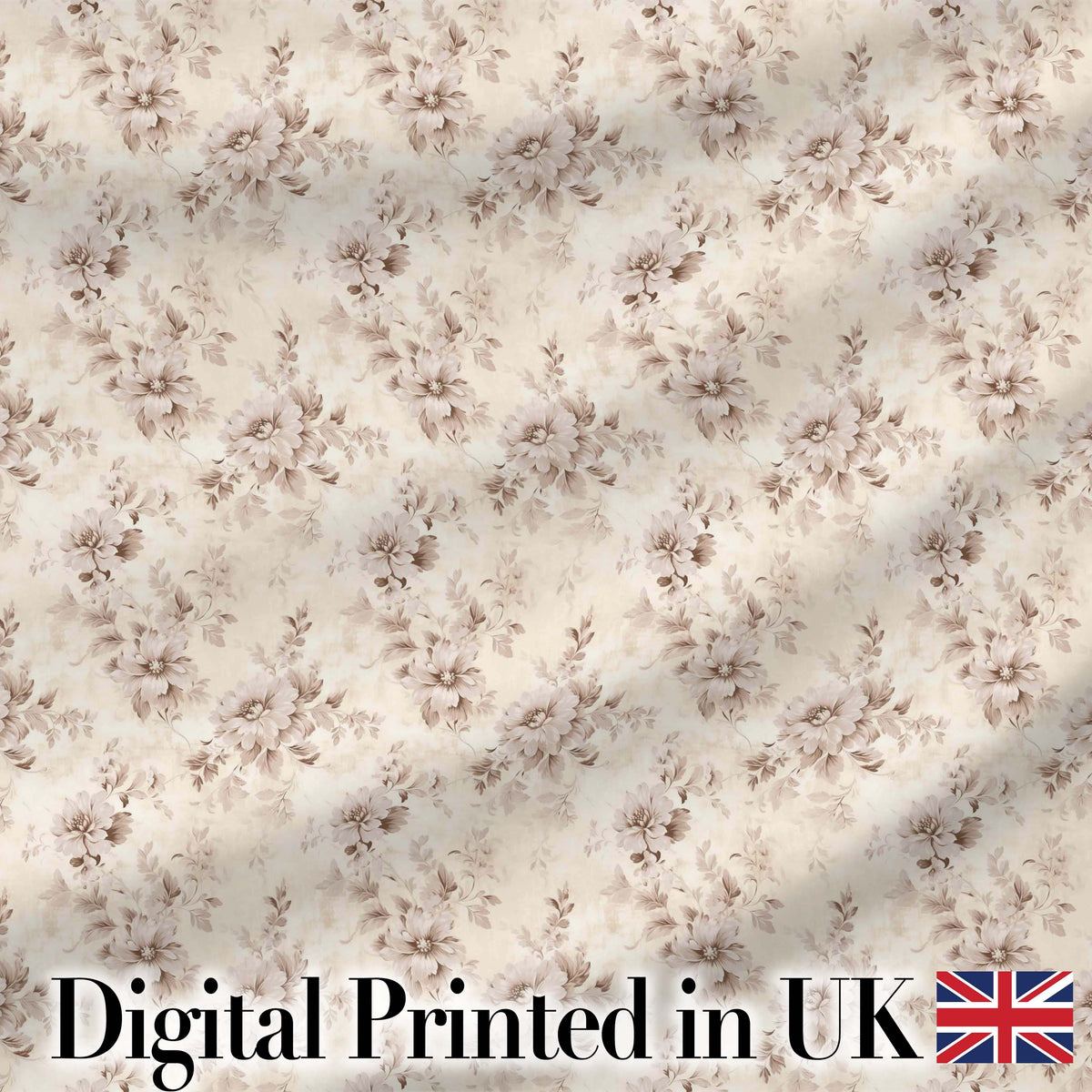 Muted Blush Floral Vintage Garden Seamless Pattern Digital Print Fabric by the Metre UK Sewing Quilting Textile
