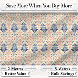 Classic Blue Red Damask Vintage Floral Seamless Pattern Digital Print Fabric by the Metre UK Sewing Quilting Textile