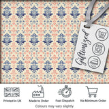 Classic Blue Red Damask Vintage Floral Seamless Pattern Digital Print Fabric by the Metre UK Sewing Quilting Textile