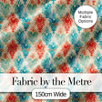 Distressed Teal Red Ornamental Damask Grunge Seamless Pattern Digital Print Fabric by the Metre UK Sewing Quilting Textile