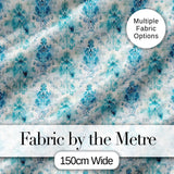 Blue Watercolor Abstract Damask Artistic Seamless Pattern Digital Print Fabric by the Metre UK Sewing Quilting Textile
