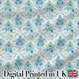 Blue Watercolor Abstract Damask Artistic Seamless Pattern Digital Print Fabric by the Metre UK Sewing Quilting Textile