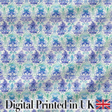Purple Blue Floral Scroll Vintage Seamless Pattern Digital Print Fabric by the Metre UK Sewing Quilting Textile
