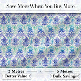 Purple Blue Floral Scroll Vintage Seamless Pattern Digital Print Fabric by the Metre UK Sewing Quilting Textile