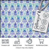 Purple Blue Floral Scroll Vintage Seamless Pattern Digital Print Fabric by the Metre UK Sewing Quilting Textile