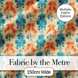 Distressed Blue Red Grunge Damask Seamless Pattern Digital Print Fabric by the Metre UK Sewing Quilting Textile