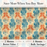 Distressed Blue Red Grunge Damask Seamless Pattern Digital Print Fabric by the Metre UK Sewing Quilting Textile