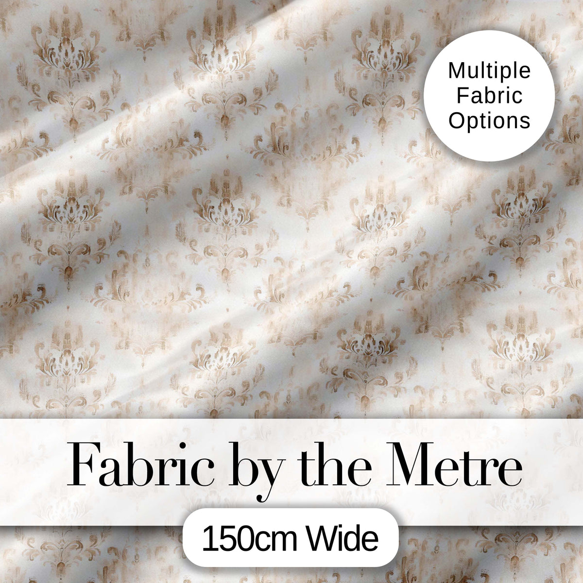 Elegant Neutral Beige Vintage Damask Floral Seamless Pattern Digital Print Fabric by the Metre UK Sewing Quilting Textile