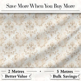 Elegant Neutral Beige Vintage Damask Floral Seamless Pattern Digital Print Fabric by the Metre UK Sewing Quilting Textile