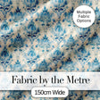 Classic Blue Watercolor Damask Ornamental Seamless Pattern Digital Print Fabric by the Metre UK Sewing Quilting Textile