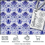 Deep Indigo Floral Damask Vintage Seamless Pattern Digital Print Fabric by the Metre UK Sewing Quilting Textile