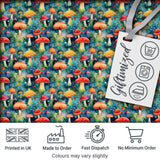 Whimsical Forest Mushrooms Colorful Nature Seamless Pattern Digital Print Fabric by the Metre UK Sewing Quilting Textile