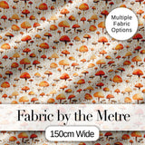 Autumn Mushroom Scatter Warm Earthy Seamless Pattern Digital Print Fabric by the Metre UK Sewing Quilting Textile