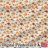 Autumn Mushroom Scatter Warm Earthy Seamless Pattern Digital Print Fabric by the Metre UK Sewing Quilting Textile