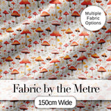 Autumn Orange Woodland Mushroom Botanical Seamless Pattern Digital Print Fabric by the Metre UK Sewing Quilting Textile