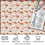 Autumn Orange Woodland Mushroom Botanical Seamless Pattern Digital Print Fabric by the Metre UK Sewing Quilting Textile
